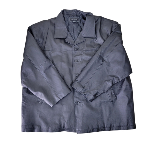 Prime Elements Leather Jacket Men Size 5X Black Pockets 5 Button Closure Vintage - Picture 1 of 9